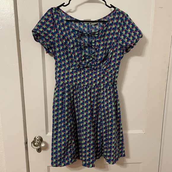 Eshakti tropical parrot print bow front dress 8P - Picture 2 of 7